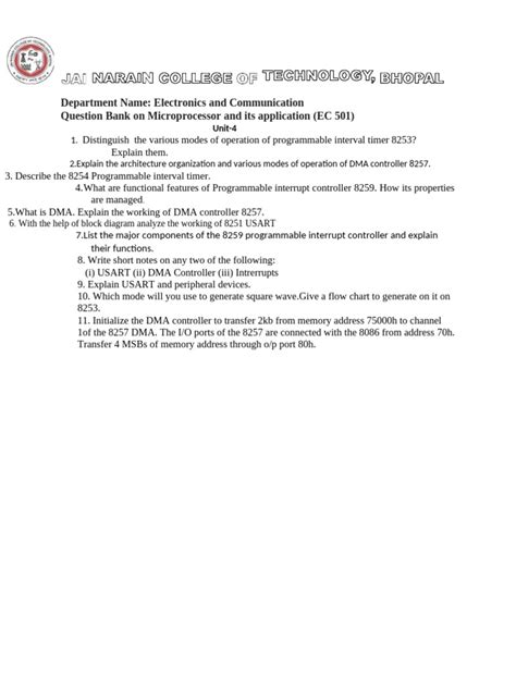 Microprocessor And Its Application Question Paper