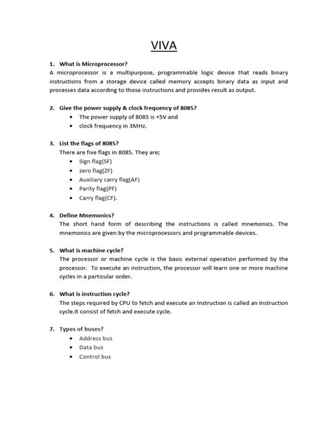 Microprocessor And Microcontroller Lab Viva Questions