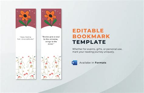 microsoft bookmark template 4 bookmarks per page