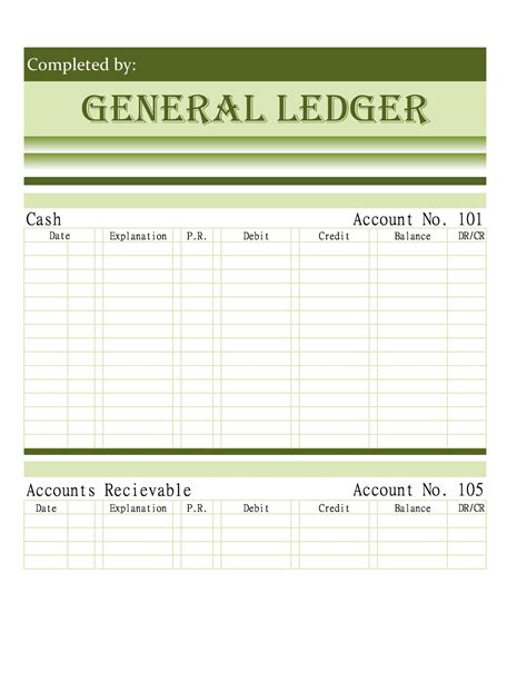 Microsoft Excel General Ledger Template