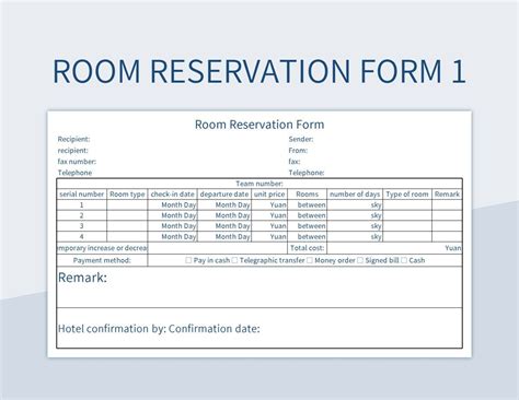 microsoft excel hotel reservation form