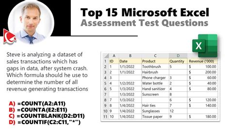 microsoft excel test questions and answers