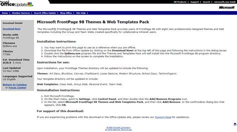 microsoft frontpage themes
