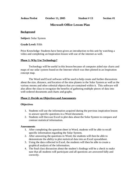 microsoft office lesson plan 2013