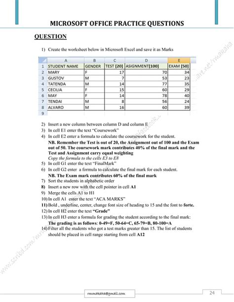 Microsoft Office Test Questions And Answers