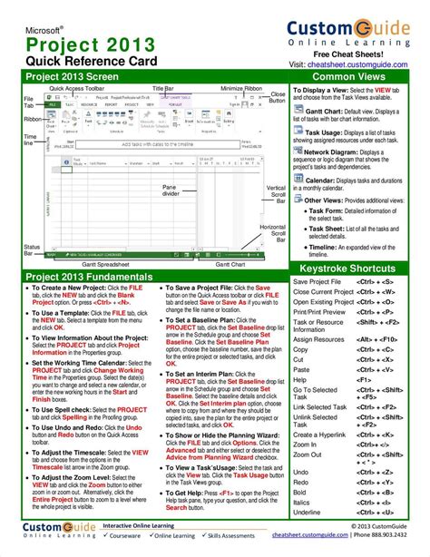 Microsoft Project 2013 Quick Reference Guide: Managing Complexity ( Cheat Sheet Of Instructions, Tips And Shortcuts Laminated Card)
