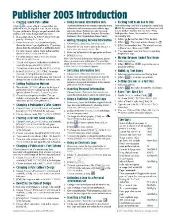 Microsoft Publisher 2003 Introduction Quick Reference Guide