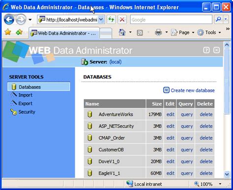 microsoft sql web data administrator
