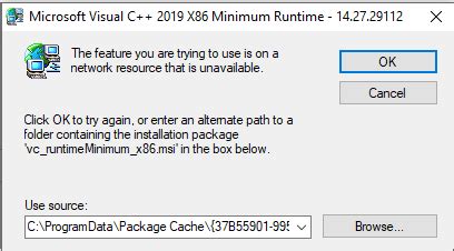 microsoft visual c++ runtimeminimum_x86.msi issues