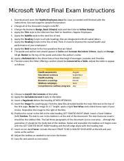 microsoft word final exam multiple choice