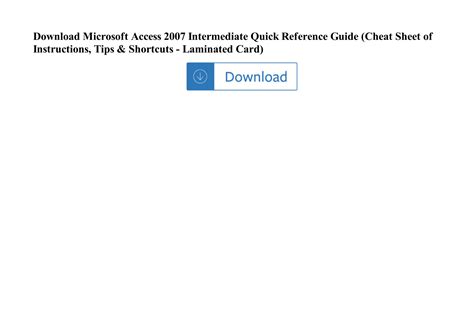 Download Microsoft Access 2007 User Guide 