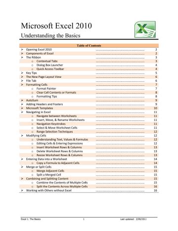 Download Microsoft Excel 2010 User Guide 