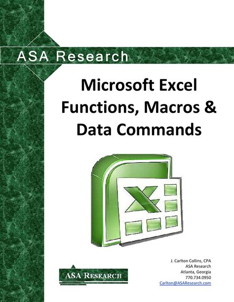 Read Microsoft Excel Functions Macros Data Asa Research 