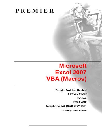 Read Online Microsoft Excel Vba Free Training Manual 