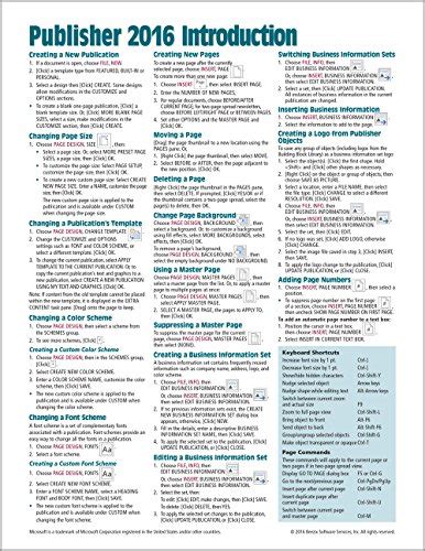 Read Microsoft Publisher 2016 Quick Reference Guide Introduction Windows Version Cheat Sheet Of Instructions Tips Shortcuts Laminated Card 