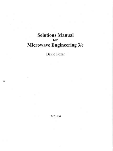 Microwave Engineering 3rd Edition Solution Manual