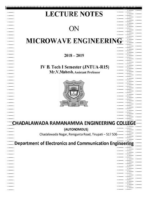 Microwave Engineering Lecture Notes