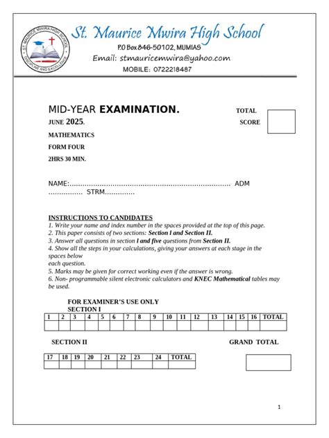 Mid Year Examination Tsfx