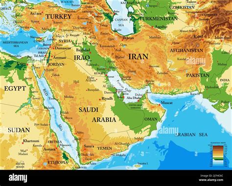 Middle East Physical Map