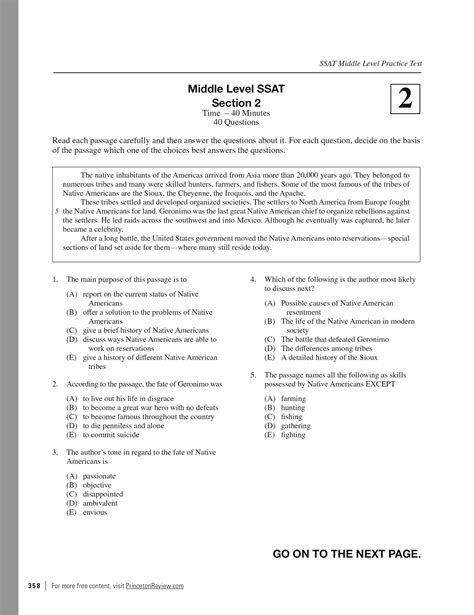 Middle Level Ssat Practice Test
