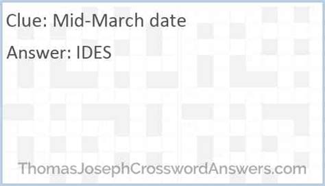 middle of march date Crossword Clue Wordplays.com