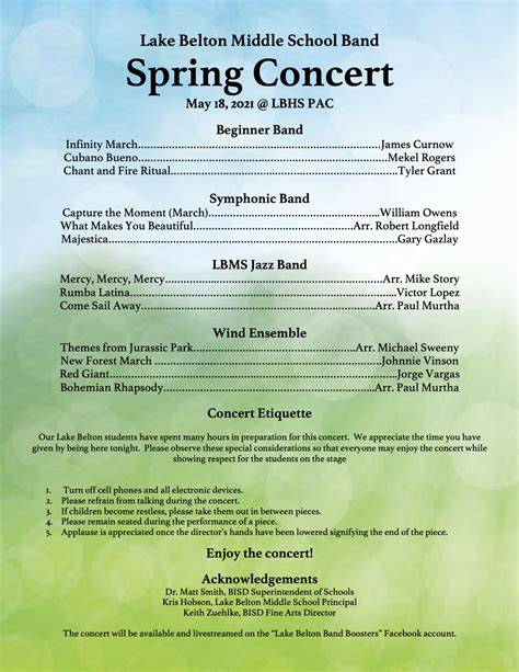 middle school band concert program template