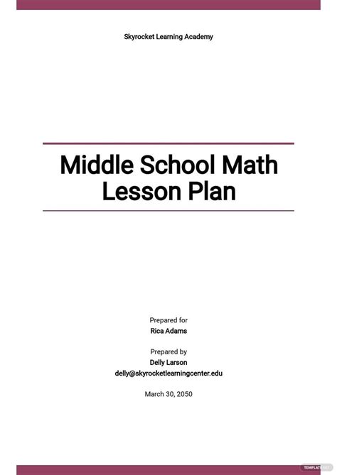 Middle School Math Lesson Plan Template Pdf Teacherplanet Middle School Math Lesson Plans - Middle School Math Lesson Plans