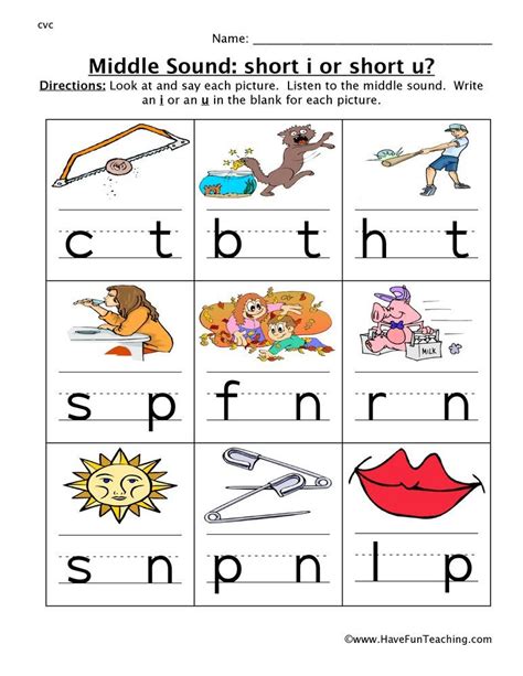 Middle Sounds Worksheet Kindergarten Lesson Tutor Middle Sounds  Kindergarten Worksheet - Middle Sounds- Kindergarten Worksheet