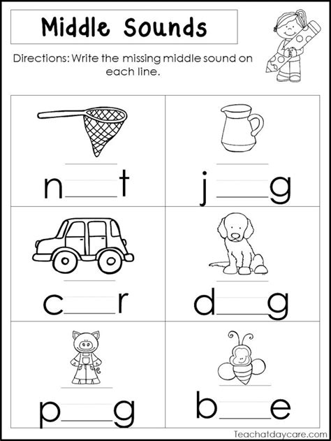 Middle Sounds Worksheets For Preschool And Kindergarten Middle Sounds  Kindergarten Worksheet - Middle Sounds- Kindergarten Worksheet