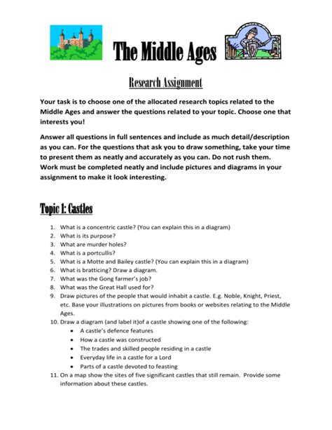 Read Middle Ages Research Paper Topics 