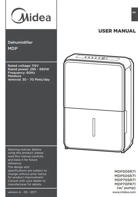 Midea Dehumidifier Manual