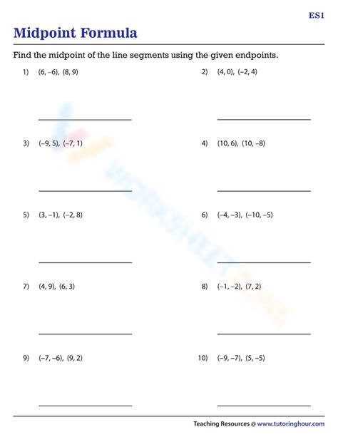Midpoint Distance Formula Worksheet