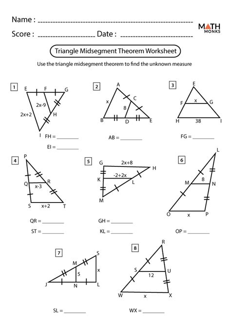 Midsegments Of A Triangle Worksheets K12 Workbook Triangle Midsegment Theorem Worksheet - Triangle Midsegment Theorem Worksheet