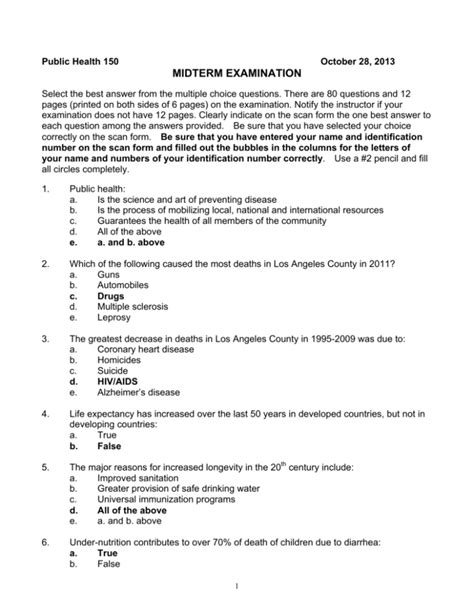 Midterm Examination Ucla School Of Public Health