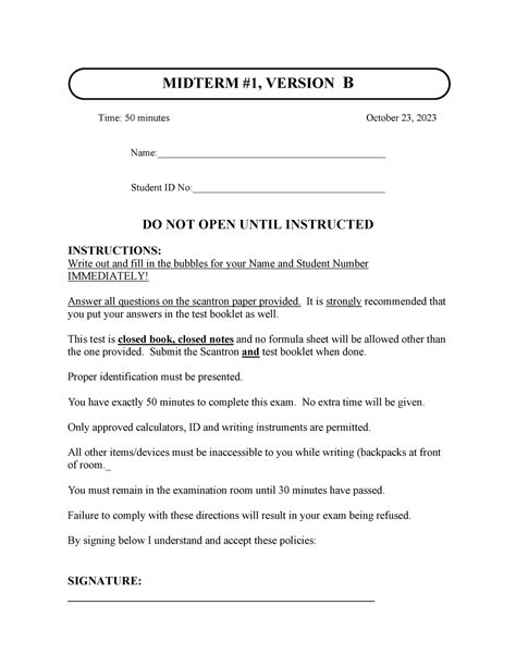 Read Online Midterm 1 Version B 