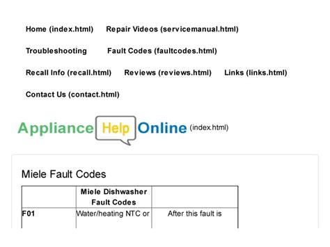 miele fault codes
