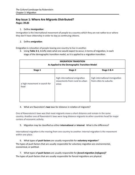 Migration Key Issue 1 Answers