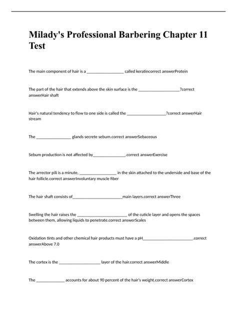 Milady Barber Practice Test