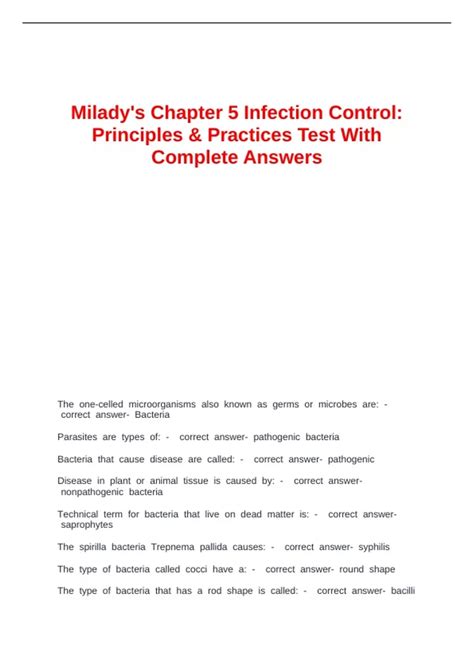Milady Infection Test