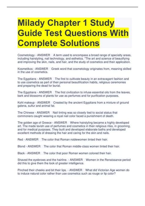 Milady Study Guide Answer Key 2012 Pdf