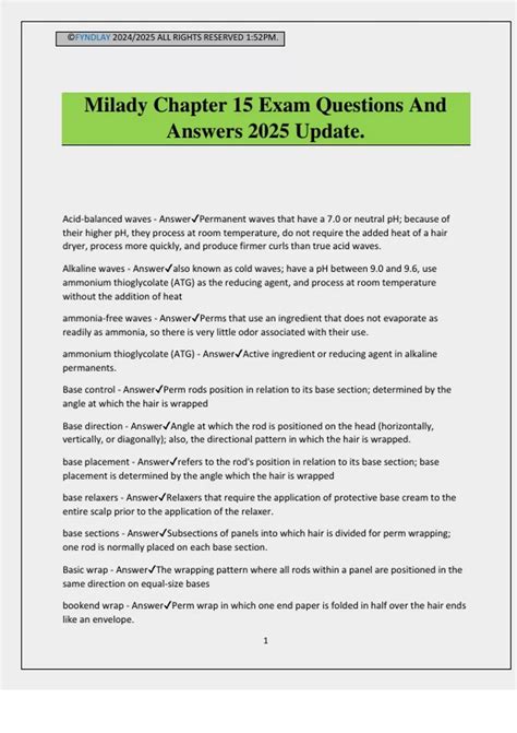 Read Online Milady Chapter 15 Test 