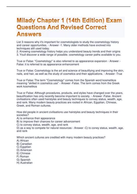 Download Milady Chapter 16 Test Answers 