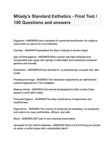 Download Milady In Standard Test Answer Key 