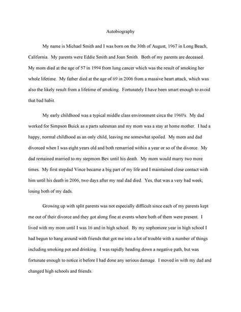 military autobiography sample essay