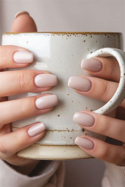 milky nude nails