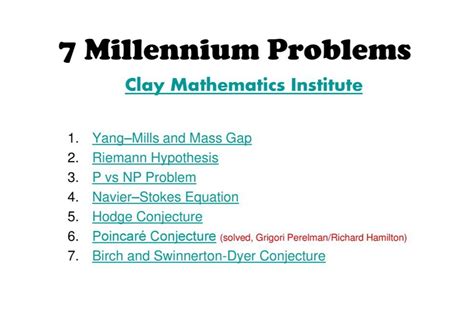 Millennium Math Problems