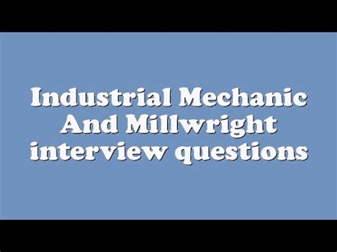 Download Millwright Interview Questions Answers 