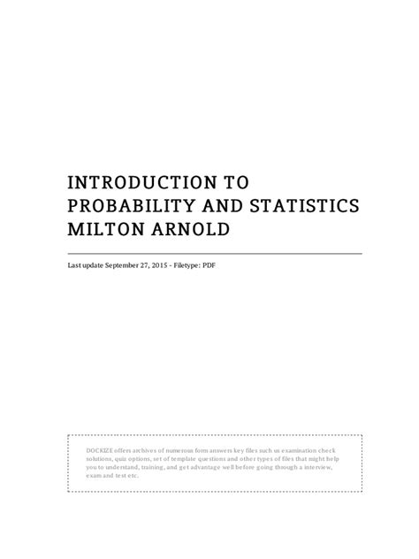 Milton Arnold Probability And Statistics Solutions