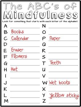 Mindfulness Scavenger Hunt Worksheets For Relaxation And Calm Mindfulness Worksheet 4th Grade - Mindfulness Worksheet 4th Grade