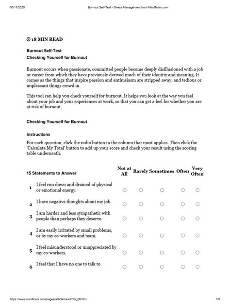 Mindtools Stress Test